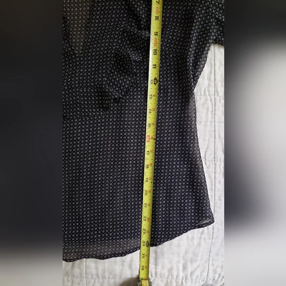 Loft Sheer Black Ruffle Blouse Long Sleeved - Picture 10 of 11